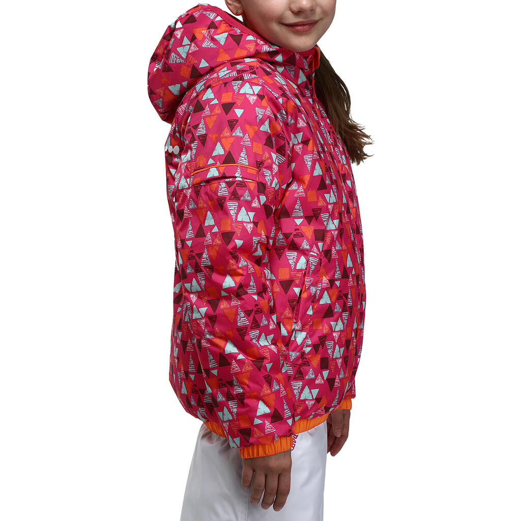 Wende-Skijacke Warm Kinder orange/gemustert orange/bedruckt