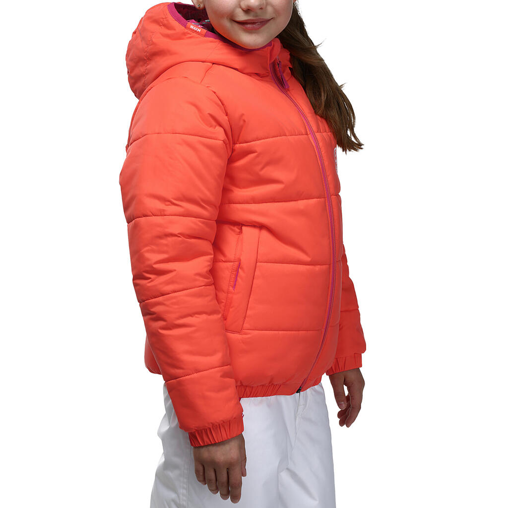 Wende-Skijacke Warm Kinder orange/gemustert orange/bedruckt