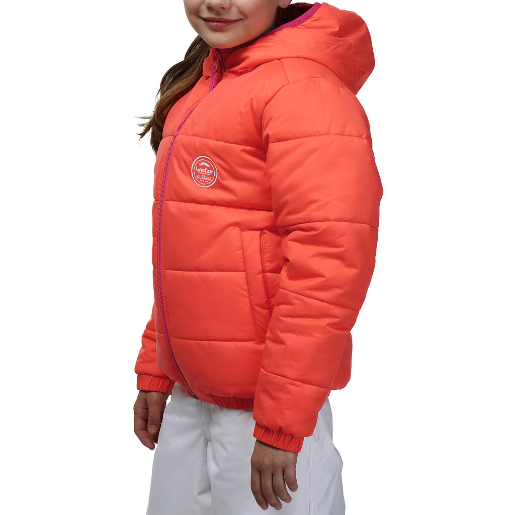 Wende-Skijacke Warm Kinder orange/gemustert orange/bedruckt