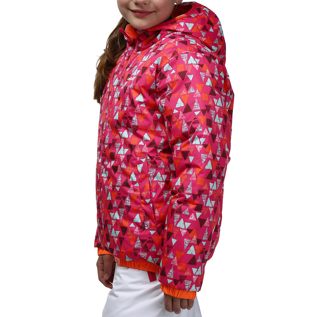 Wende-Skijacke Warm Kinder orange/gemustert orange/bedruckt