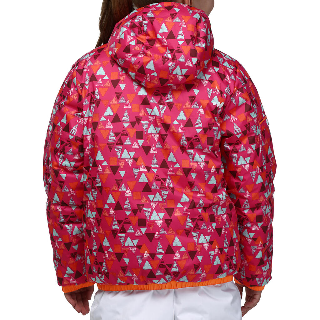 Wende-Skijacke Warm Kinder orange/gemustert orange/bedruckt