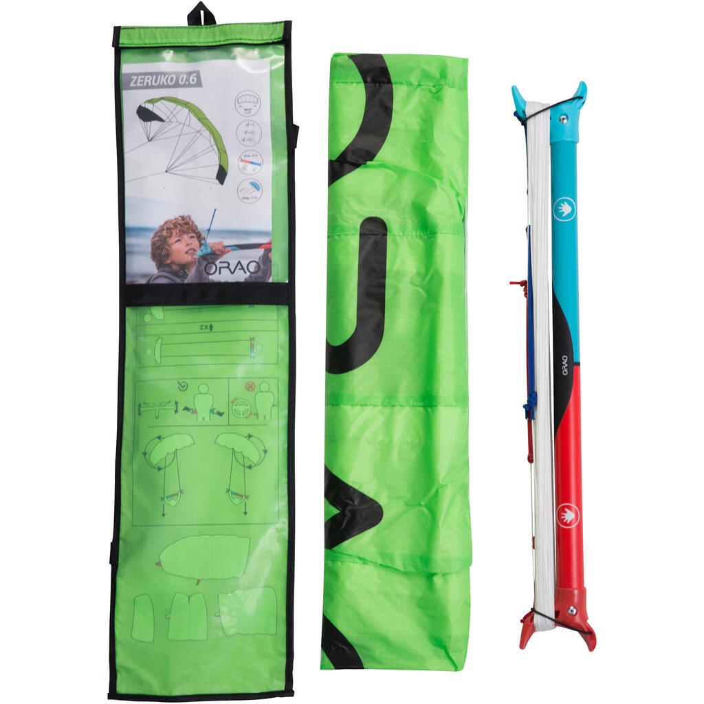 TRACTION KITE 0.6 m2 + Bar - Neon Green
