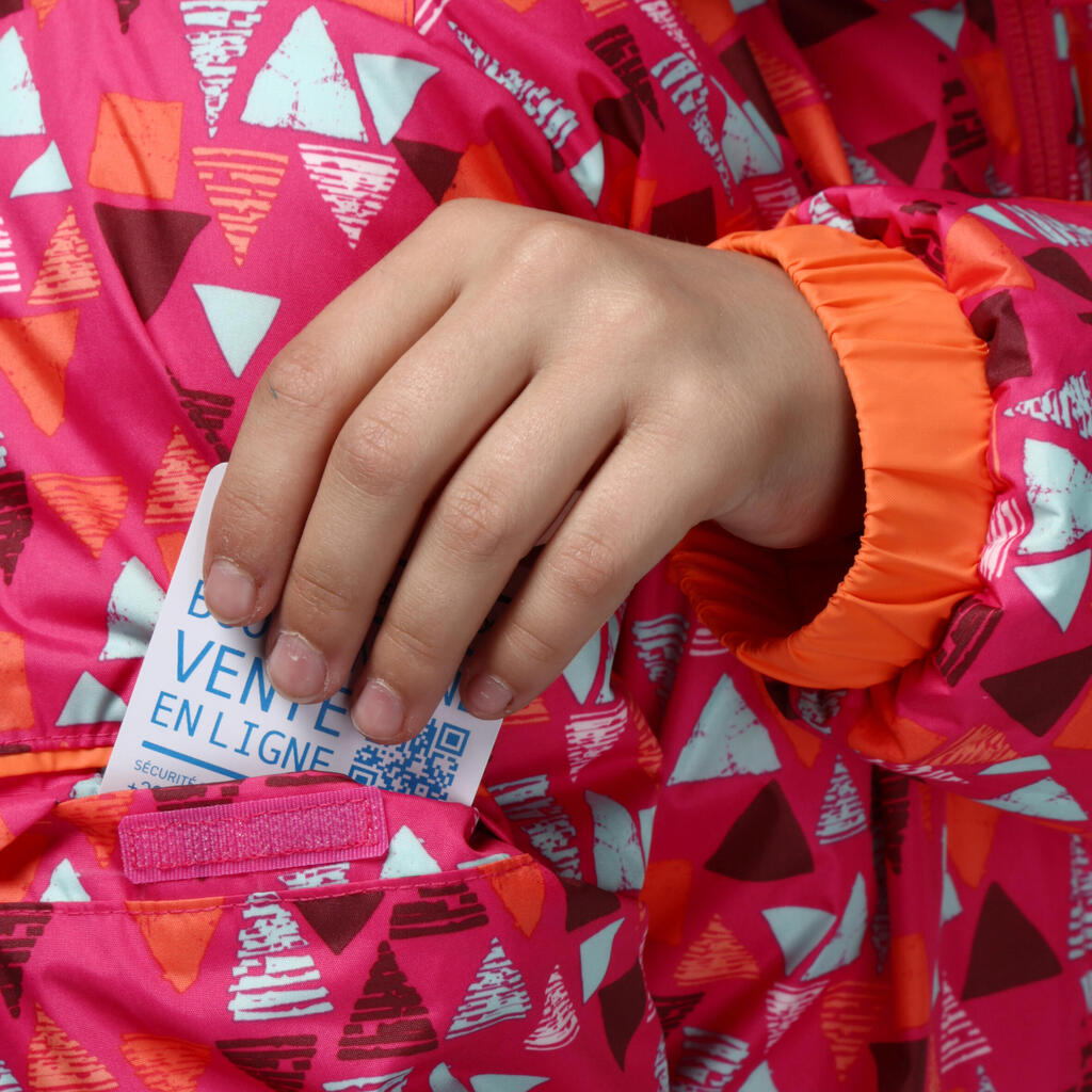 Wende-Skijacke Warm Kinder orange/gemustert orange/bedruckt