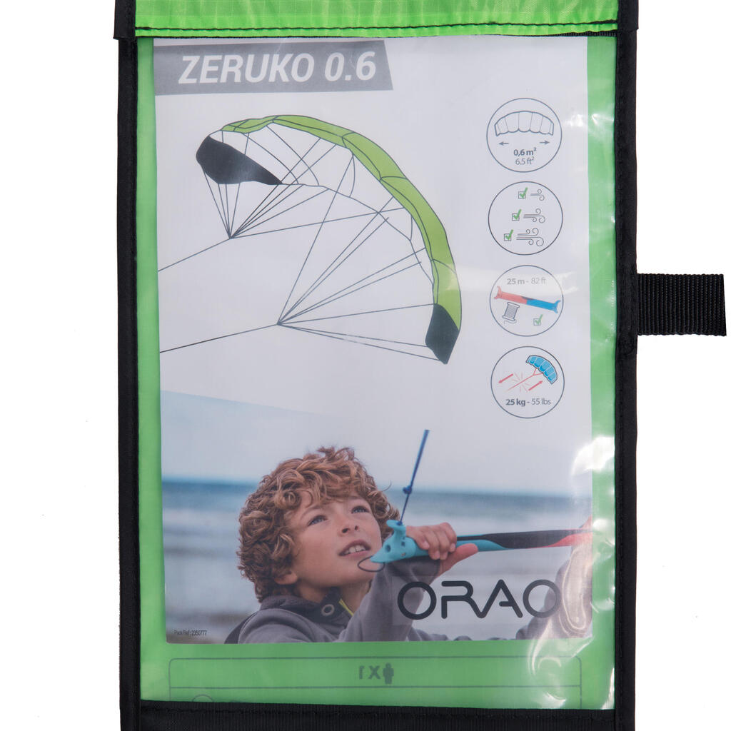 Kiteschirm 0,6 m² mit Lenkstange neongrün