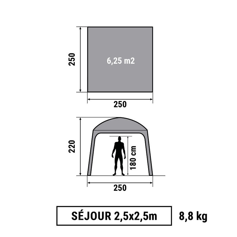 SEJOUR CAMPING / CAMP DU RANDONNEUR 2,5mx 2,5m 6 PERSONNES GRIS GRANIT