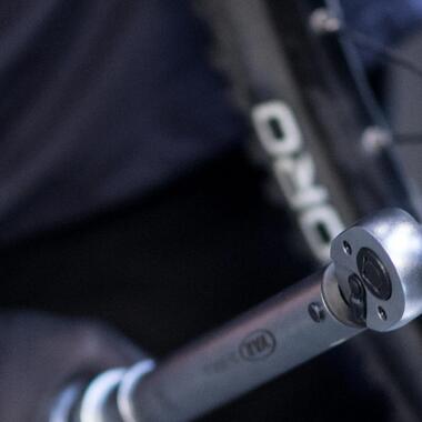 Close-up of a bike wheel and its mechanisms