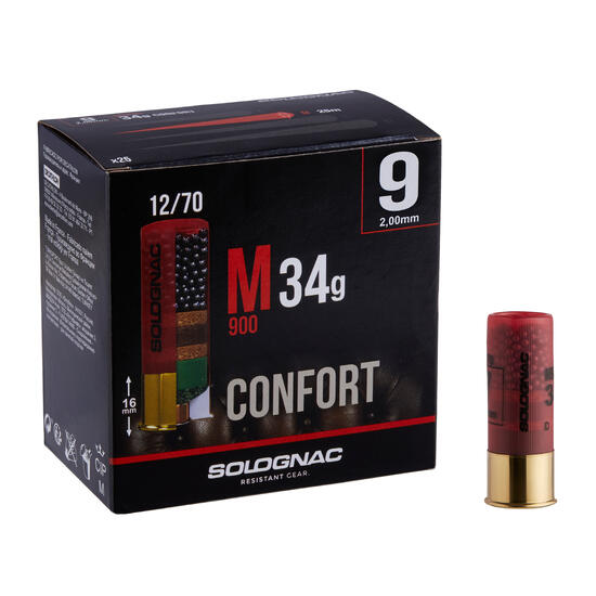 CARTOUCHE M900 34g CONFORT CALIBRE 12/70 PLOMB N°9 X 25