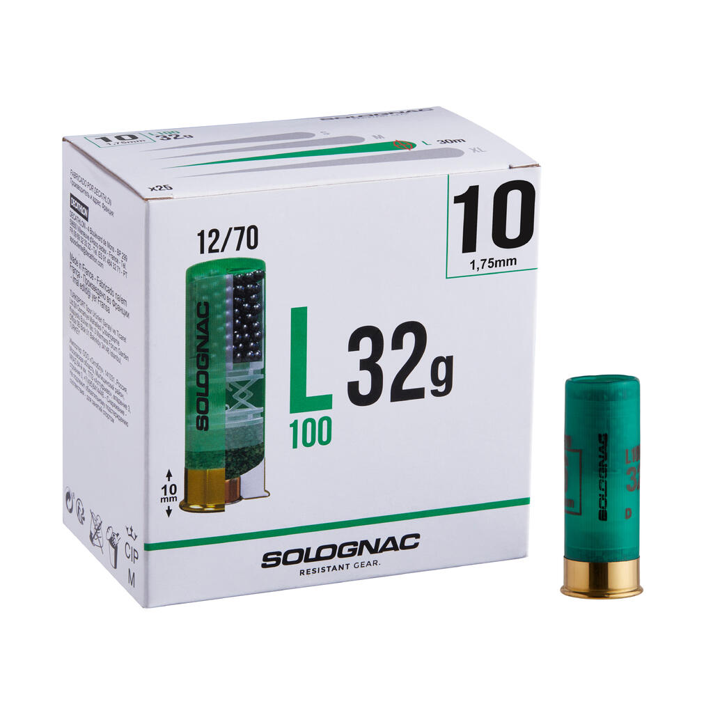 L100 12 GAUGE CARTRIDGE No.10 32 g X25