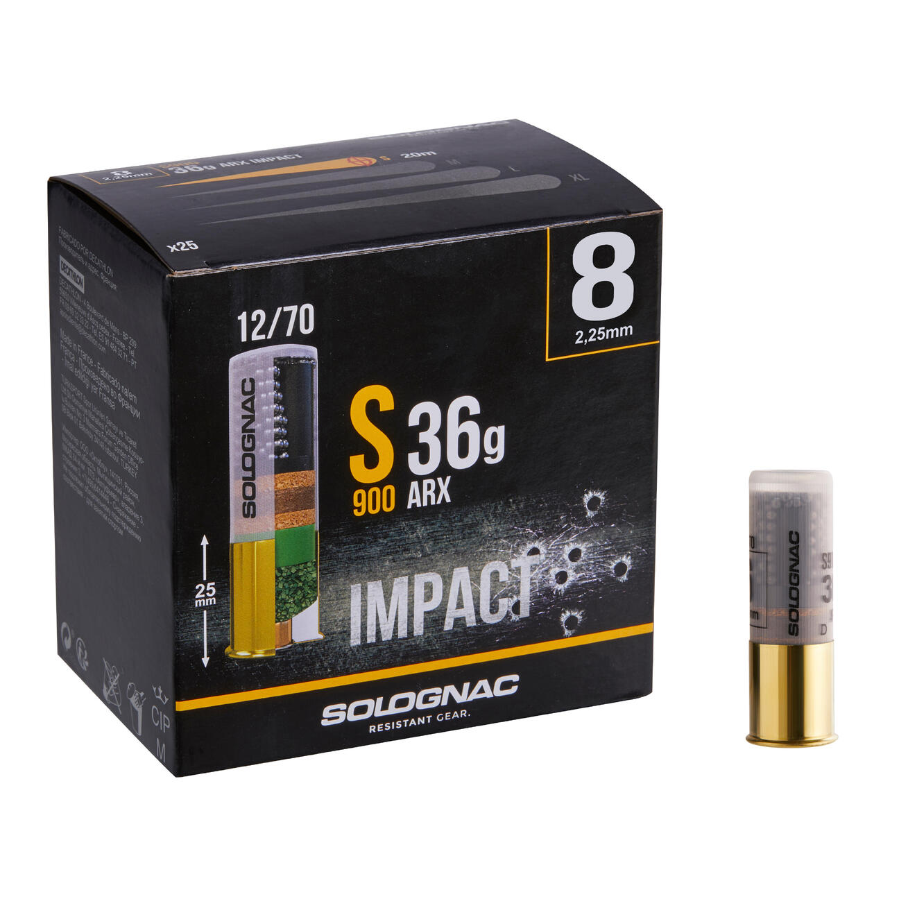 CARTOUCHE S900 36g IMPACT ARX CALIBRE 12/70 PLOMB N°6 X25 Solognac