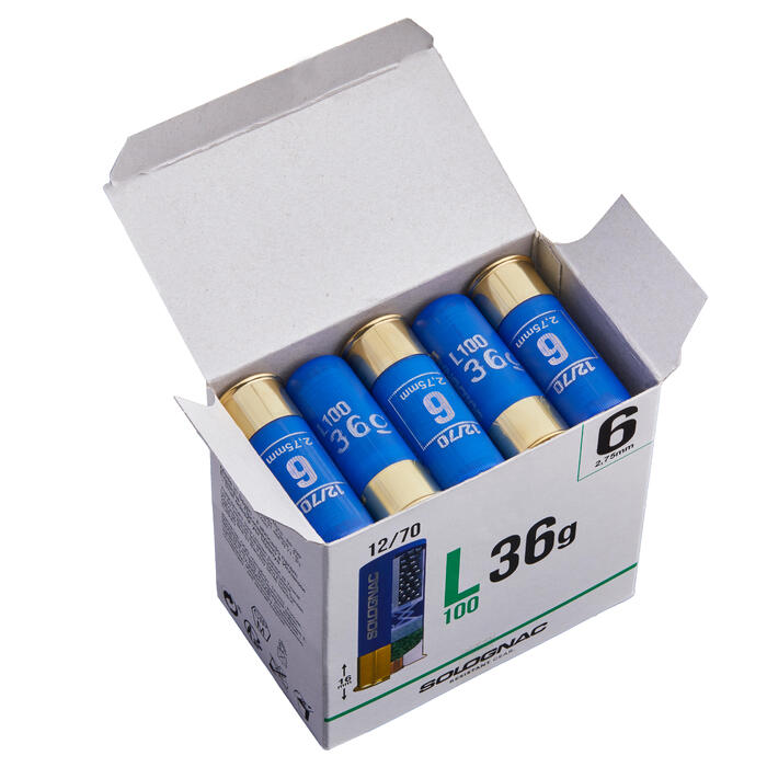CARTOUCHE L100 36g PIGEON CALIBRE 12/70 PLOMB N°6 X25 ...