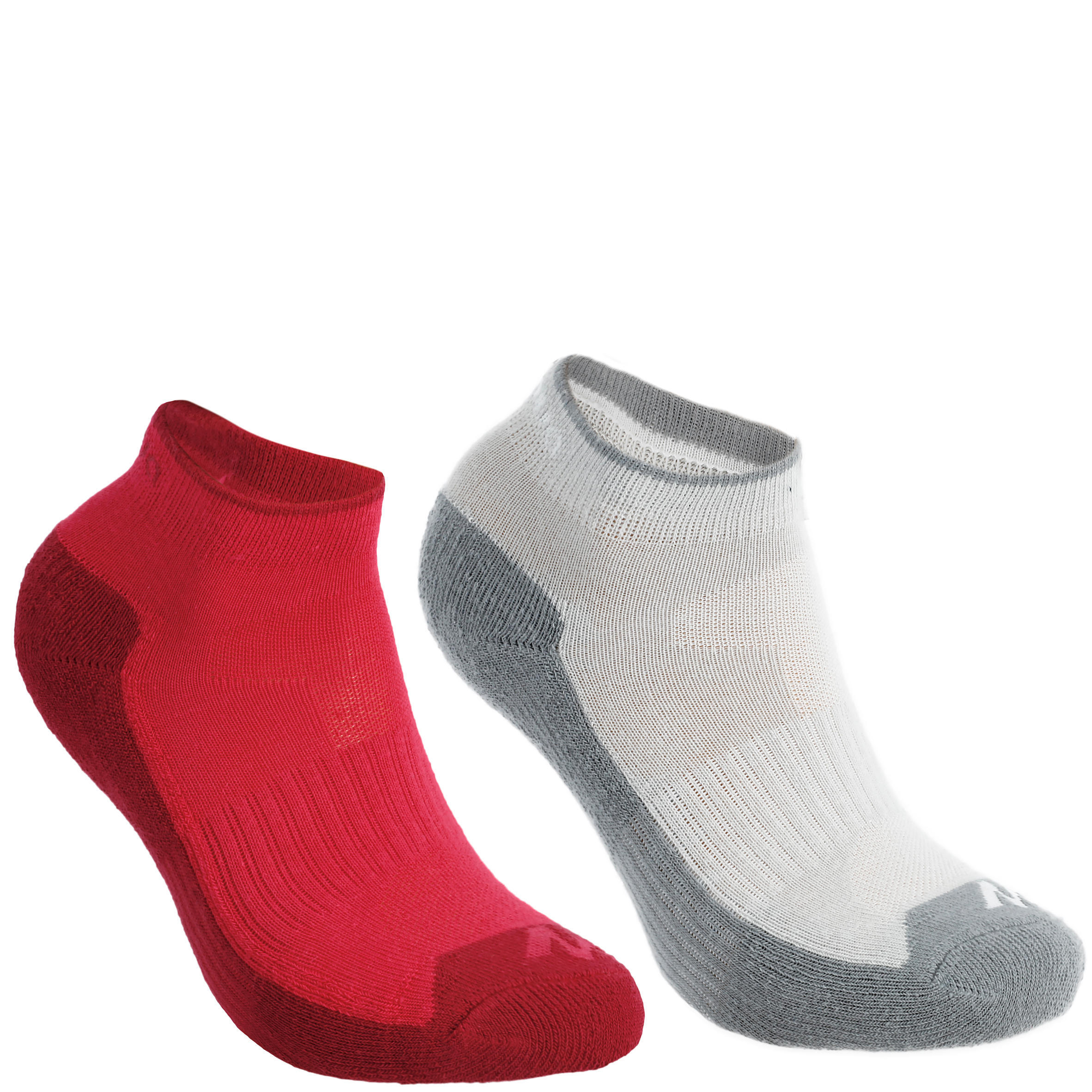 Kids’ hiking socks MH100 Pink/Grey packaged as 2 pairs 4/9