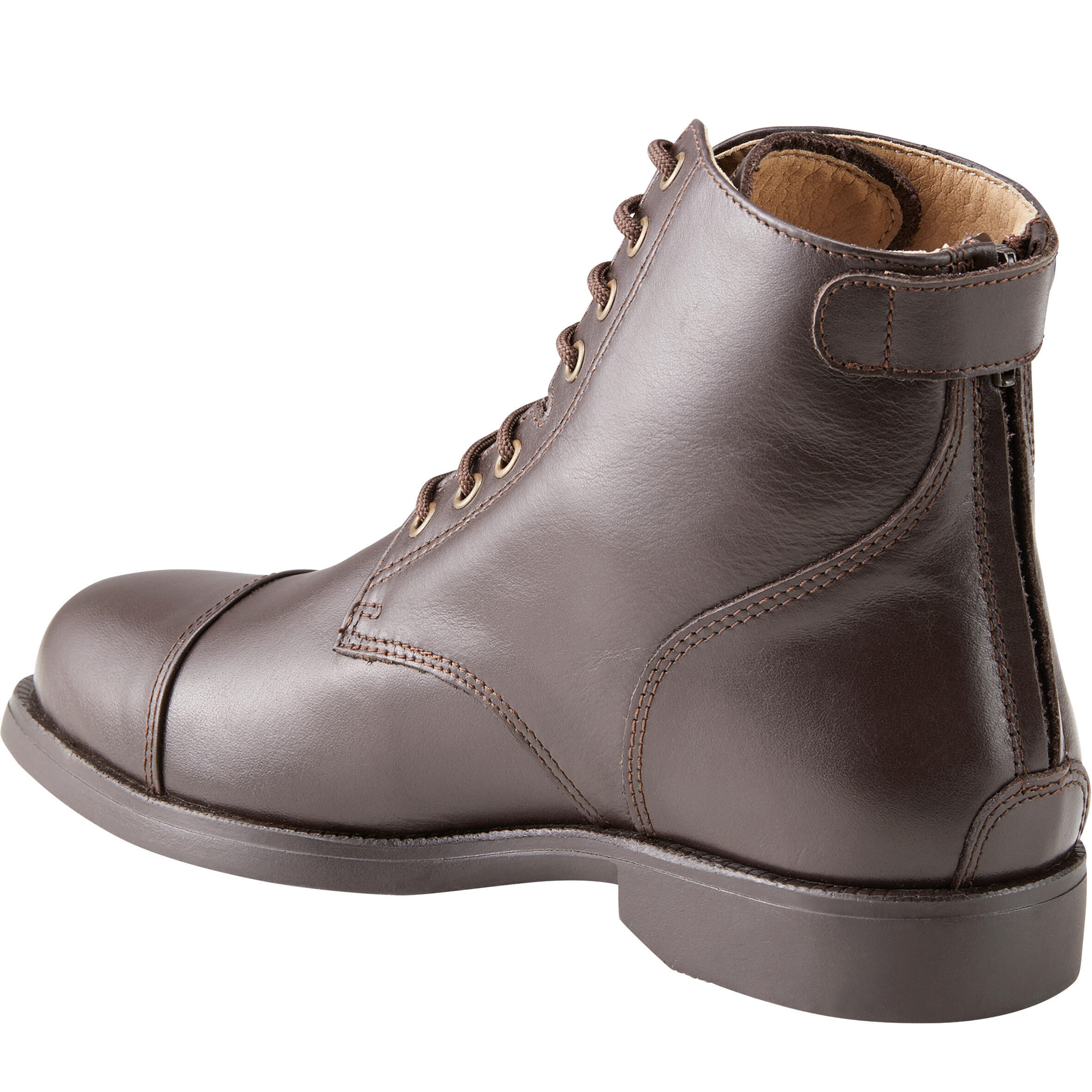FOUGANZA Reitstiefeletten Paddock 560 geschnürt Leder Erwachsene braun