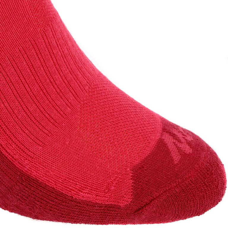 Kids’ hiking socks MH100 Pink/Grey packaged as 2 pairs