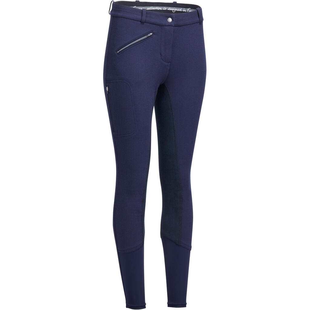 Women's Horse Riding Full Seat Warm Jodhpurs Victoria - Navy