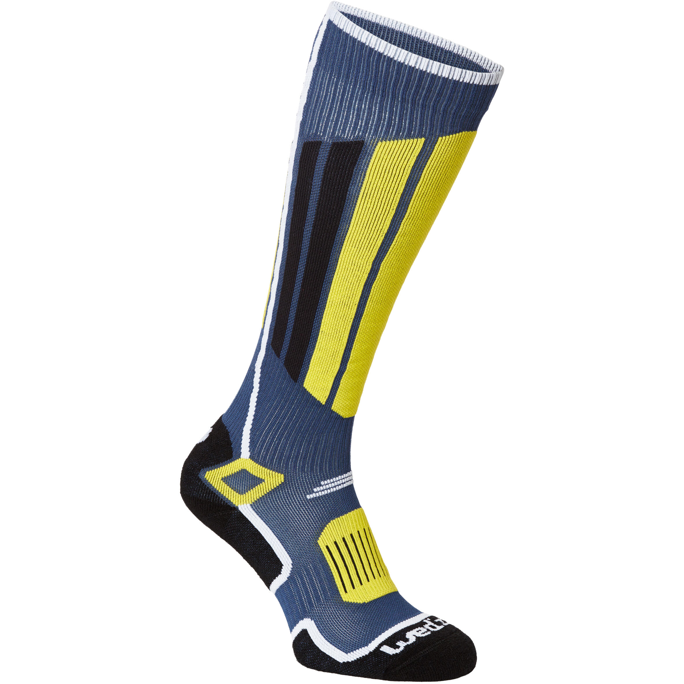 Adult Ski Socks 500 Blue Yellow 1/1