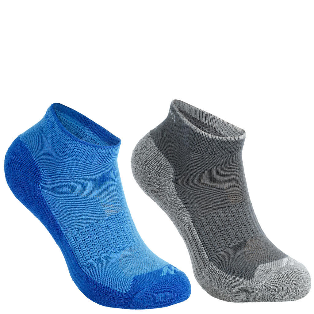 Chaussettes de randonnée enfant MH100 Bleues/Grises en lot de 2 paires