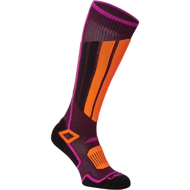 ADULTS SKI SOCKS - 500 ADULT PURPLE ORANGE WEDZE