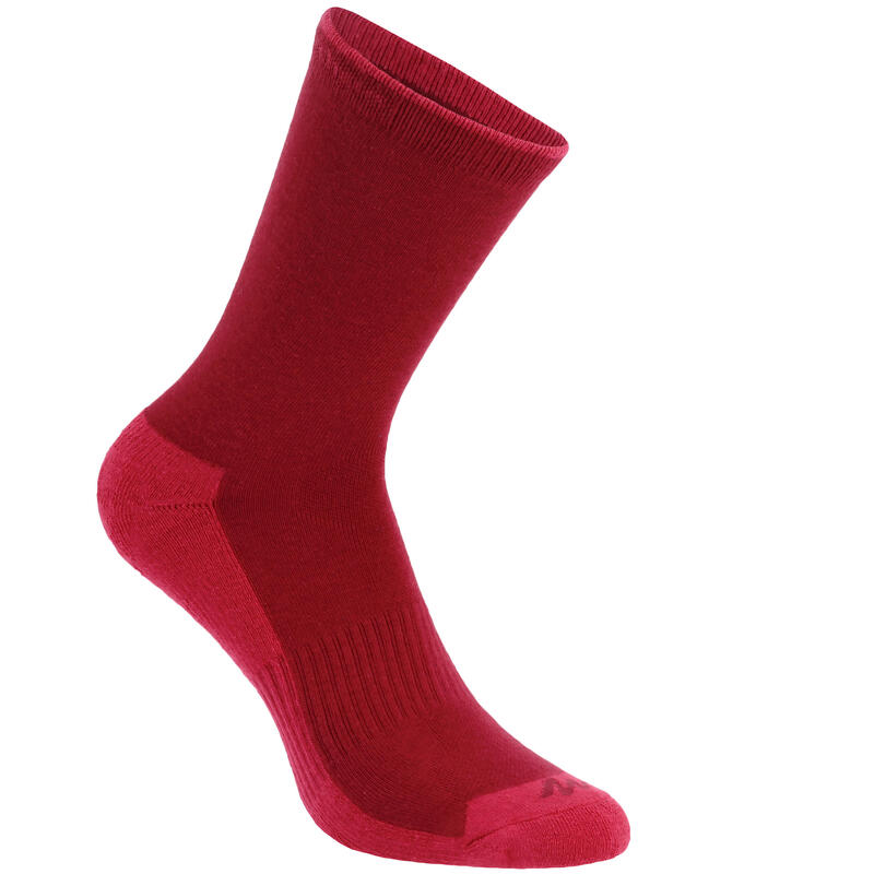 2 paires de chaussettes de randonnée nature tiges haute adulte Arpenaz 50 Rose.