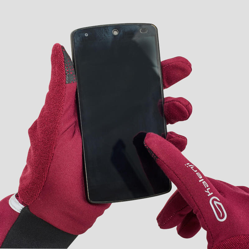 GUANTES DE RUNNING EVOLUTIV TÁCTILES VIOLETA ROSA MANOPLA adicional integrada 