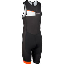 COMBINAISON TRIFONCTION 500 ZIP ARRIERE NOIR BLANC SANS MANCHE TRIATHLON