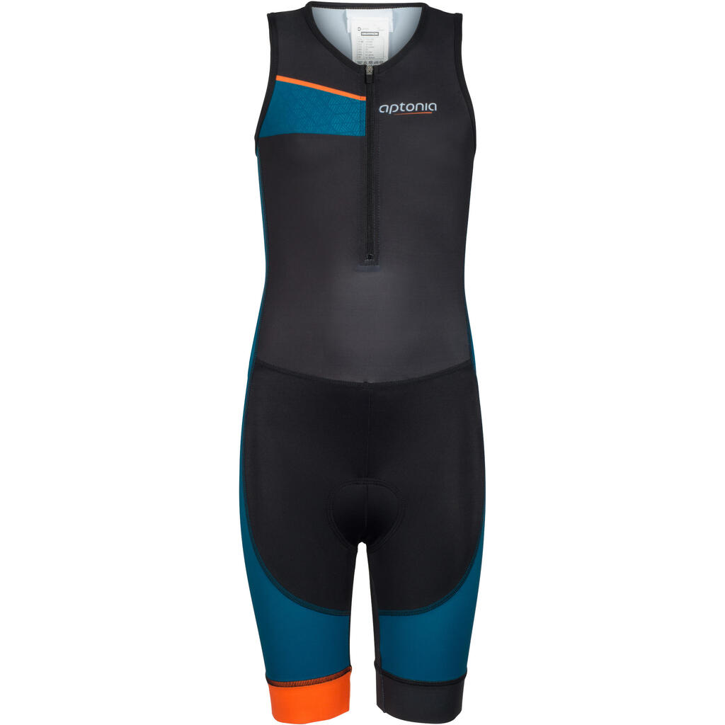 Triathlonanzug ärmellos Kinder schwarz/blau