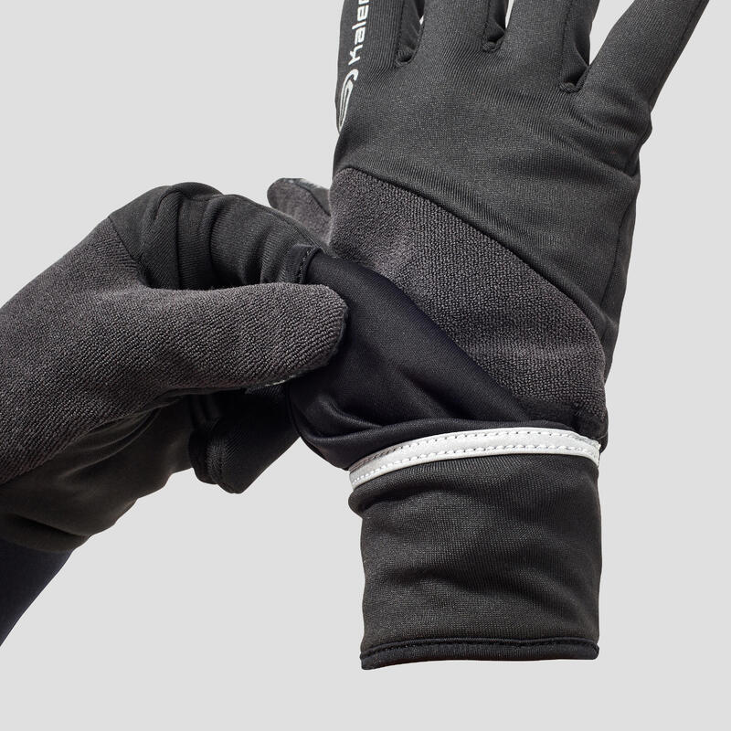 GUANTES DE RUNNING EVOLUTIV TÁCTILES NEGRO MANOPLA adicional integrada 