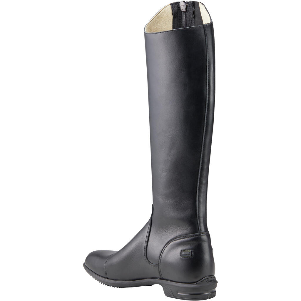 560 Adult Horse Riding Leather Long Boots - Black