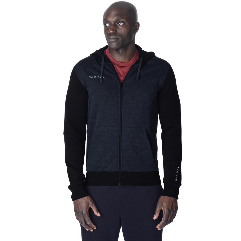 Trainingsjacke mit Kapuze Basketball J100 Herren Einsteiger dunkelgrau/schwarz