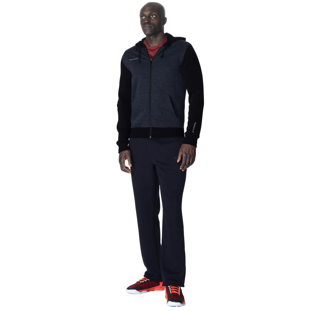Trainingsjacke mit Kapuze Basketball J100 Herren Einsteiger dunkelgrau/schwarz