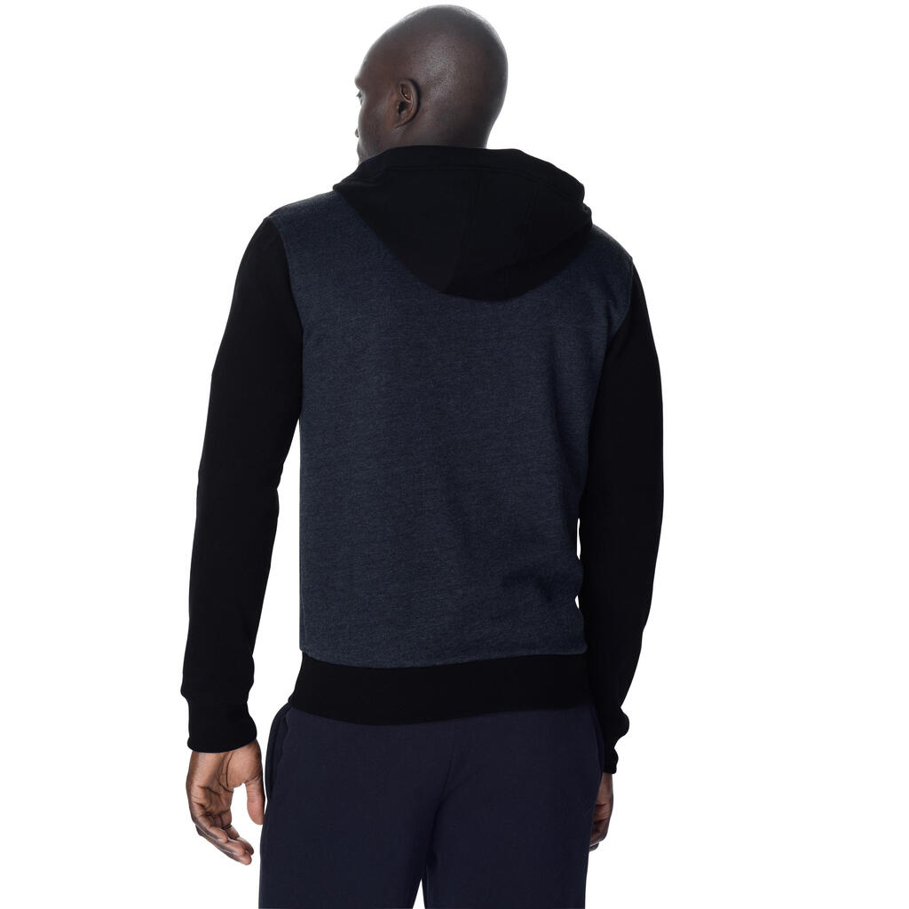 Trainingsjacke mit Kapuze Basketball J100 Herren Einsteiger dunkelgrau/schwarz