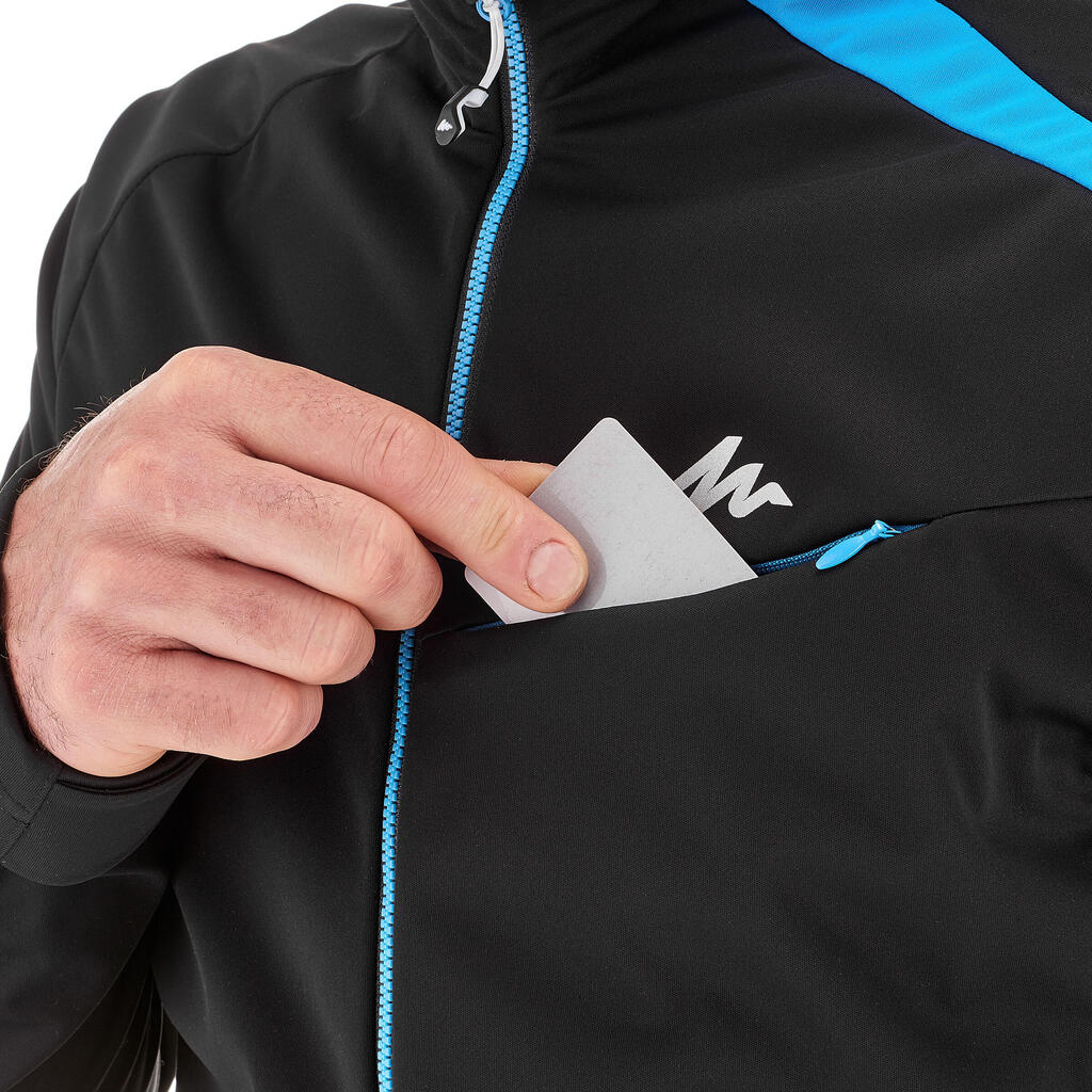 Skijacke Langlauf winddicht Herren schwarz/blau