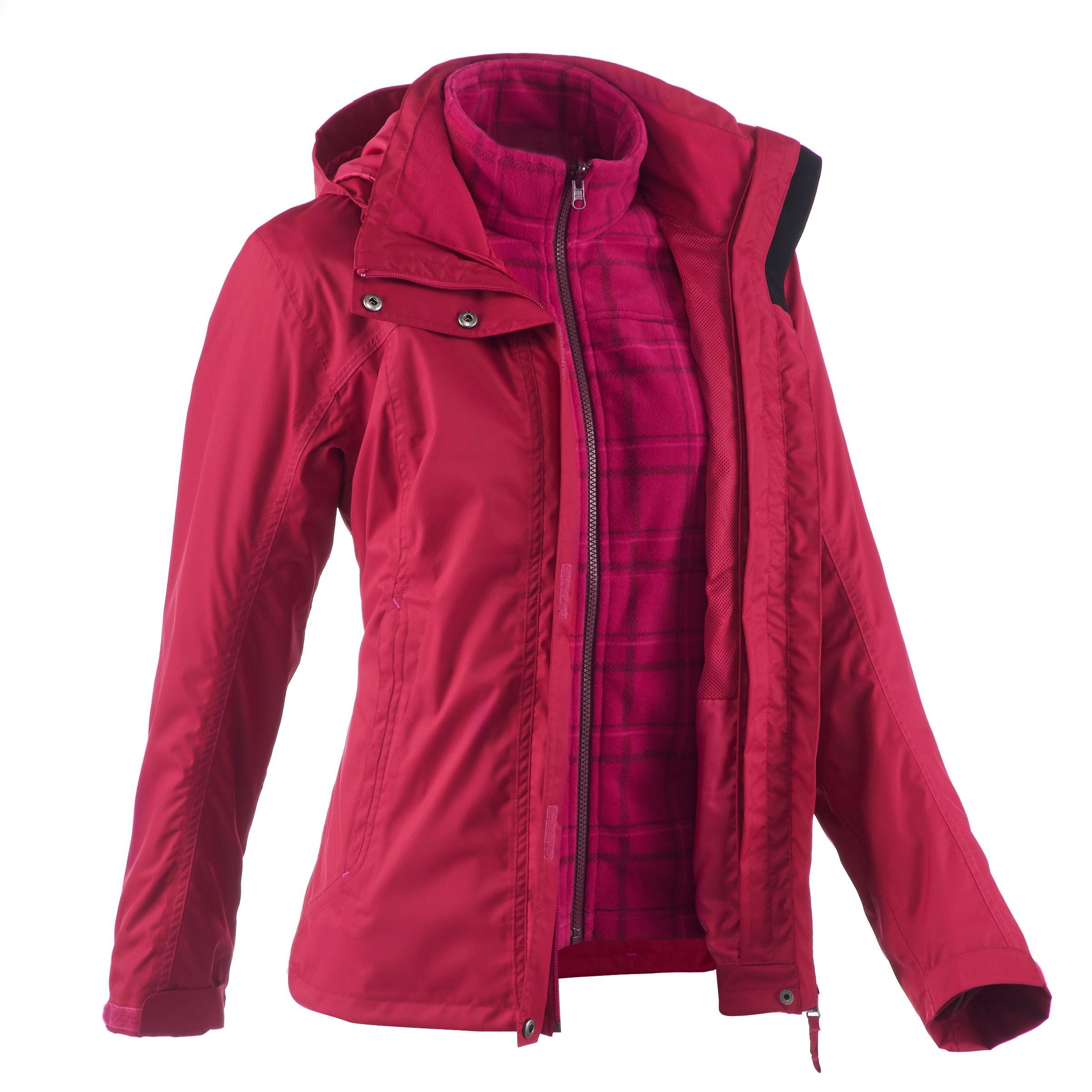 QUECHUA Rainwarm 100 Women’s 3-in-1 Trekking Jacket - Pink