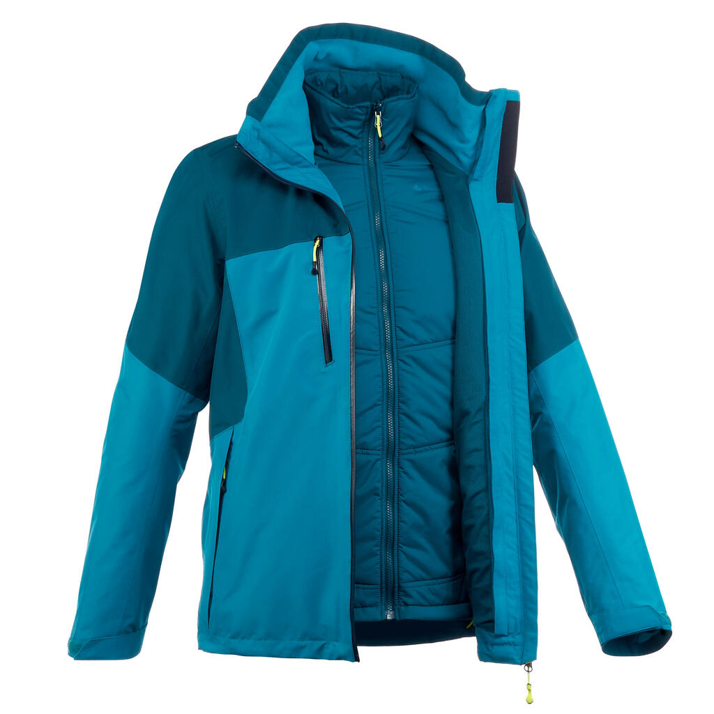 Rainwarm 500 3-in-1 Men's Trekking Jacket - Turquoise