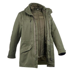 Veste 3en1 imperméable confort -15°C de trek voyage - TRAVEL 700 kaki homme