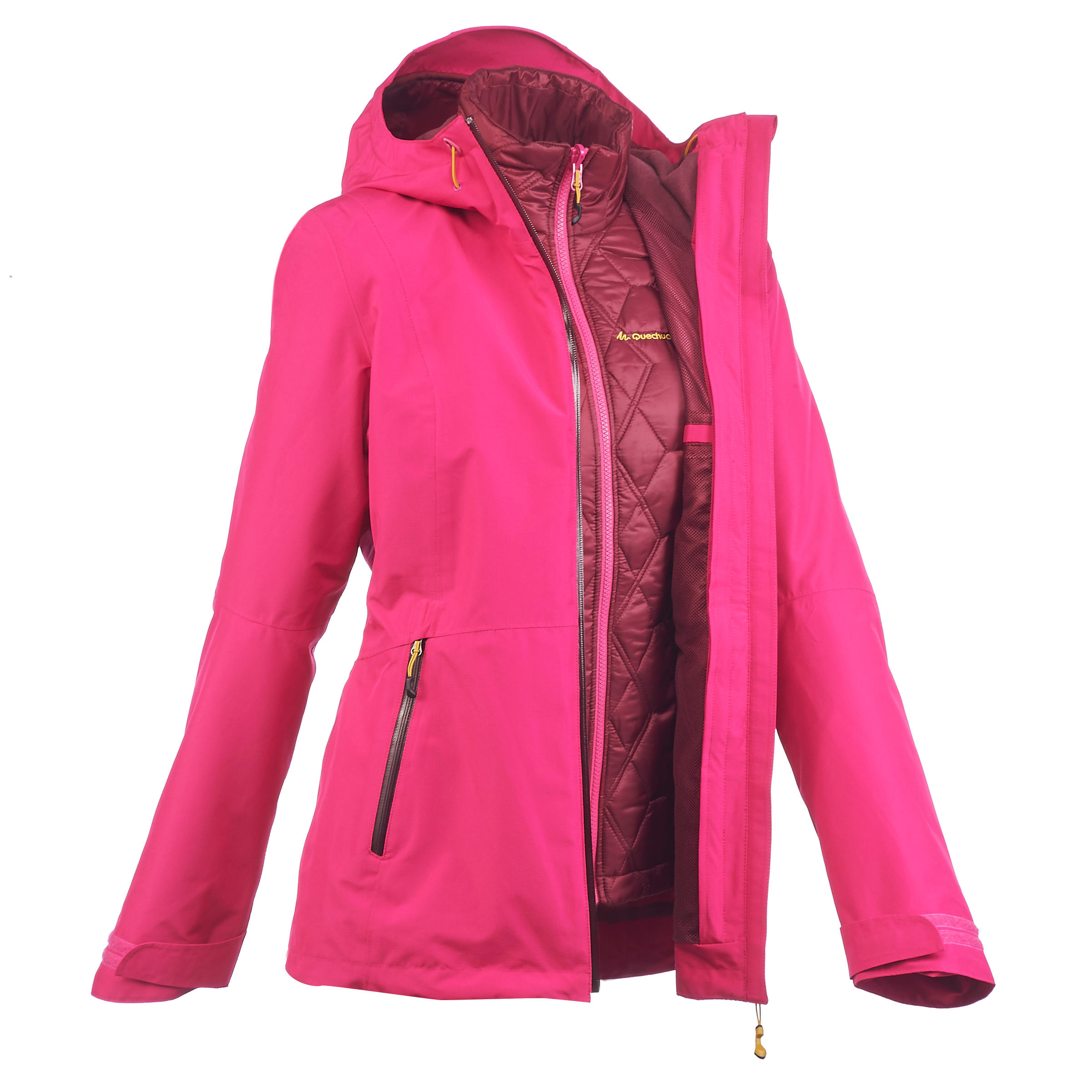 FORCLAZ Jacket trekking Rainwarm 500 3 in1 women’s pink