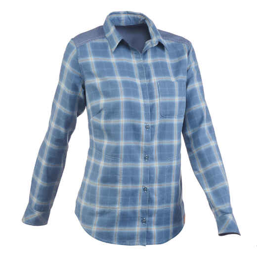 
      Camisa de trekking viaje TRAVEL 100 warm mujer cuadros azules
  