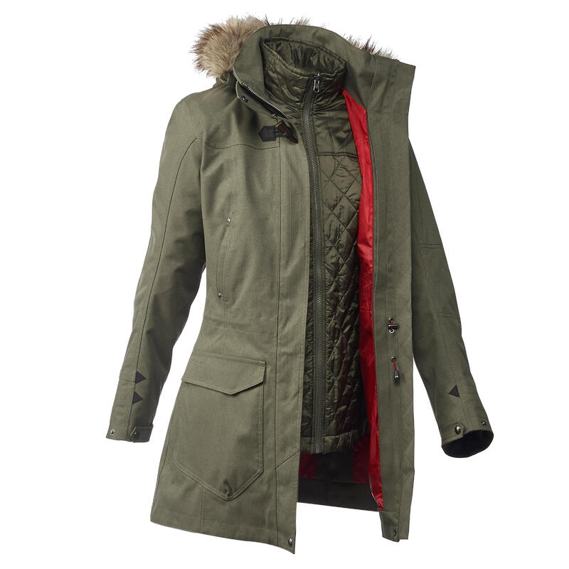 3-in-1-Jacke Damen wasserdicht bis -10 °C - Travel 700 khaki 