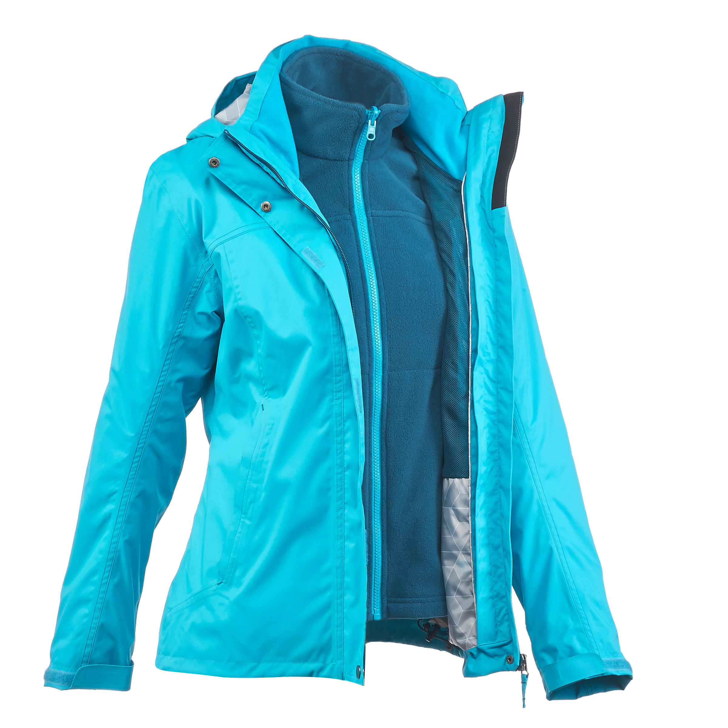 QUECHUA Rainwarm 100 Women's 3-in-1 Trekking Jacket - Blue