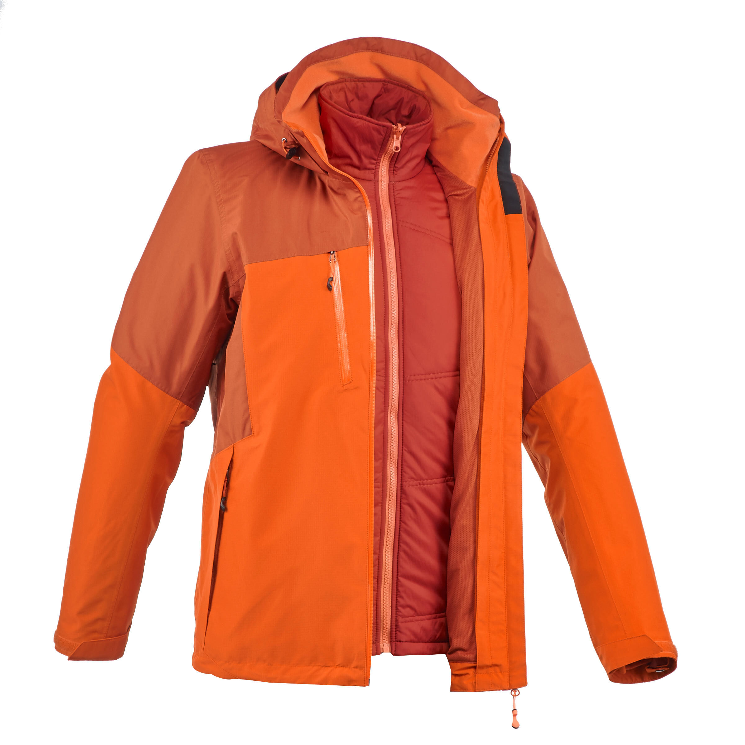 FORCLAZ Rainwarm 500 3-in-1 Men's Trekking Jacket - Orange
