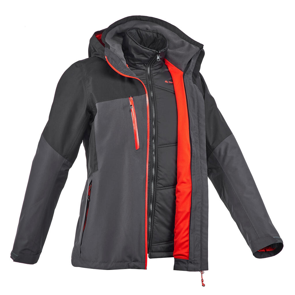 trekking jacket Rainwarm 500 3 in 1 men’s black