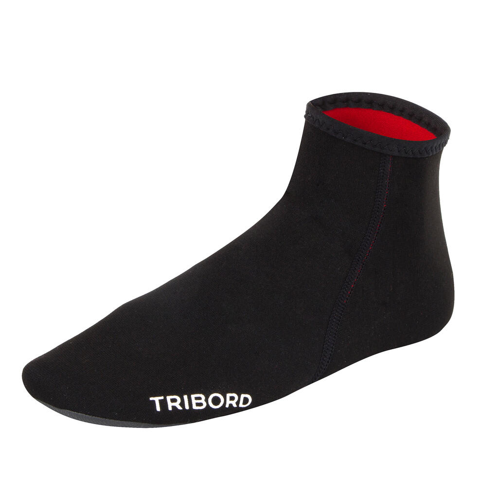 BODYBOARDING AND SURFING SOCKS 2 MM Neoprene 100 - BLACK