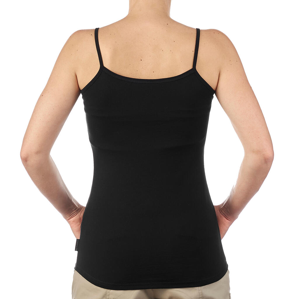 Women’s Tank Top Merino Wool Mountain Trek MT500 - Black