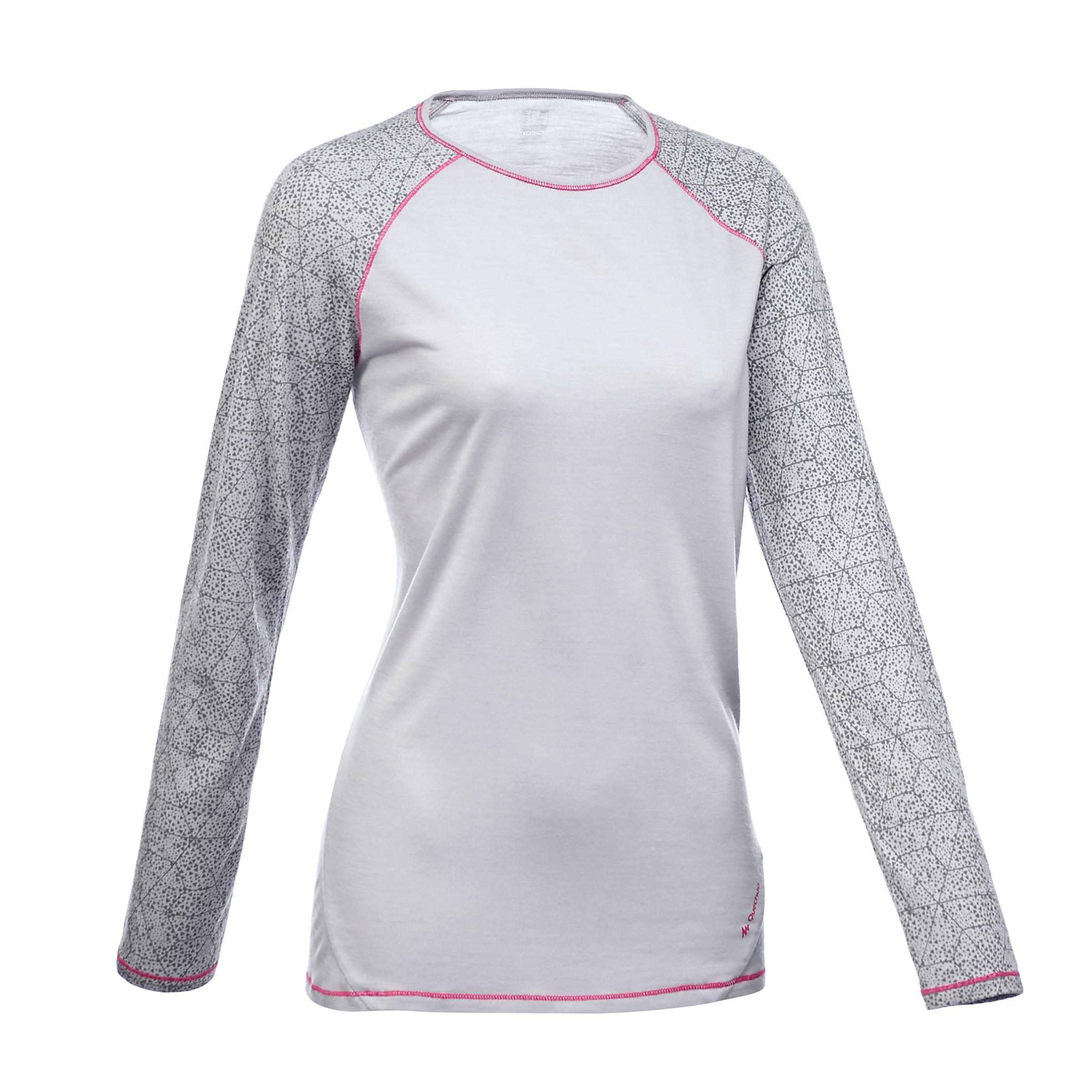 FORCLAZ Women's Mountain Trekking Merino Wool Long-sleeved T-shirt Techwool 190 - Grey