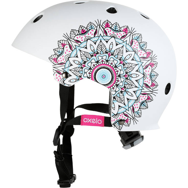 Play 7 Inline Skating Skateboarding Scootering Helmet - White Mandala