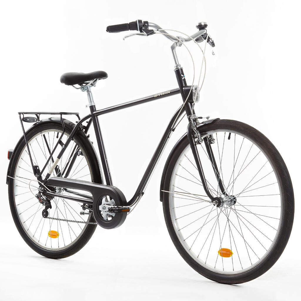 City-Bike Elops 500 hoher Einstieg schwarz