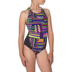 Maillot de bain de natation une pièce fille résistant au chlore Kamiye rose