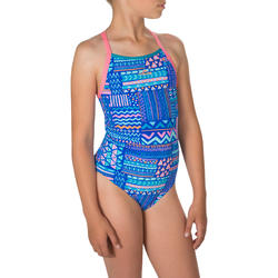 Maillot de bain de natation une pièce fille résistant au chlore Jade bleu
