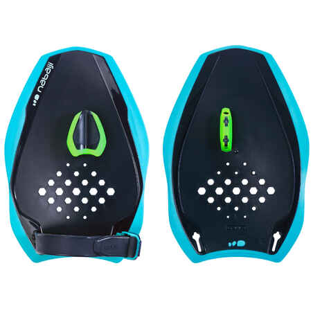 500 QUICK'IN 500 SWIMMING PADDLES, SIZE M - BLUE GREEN