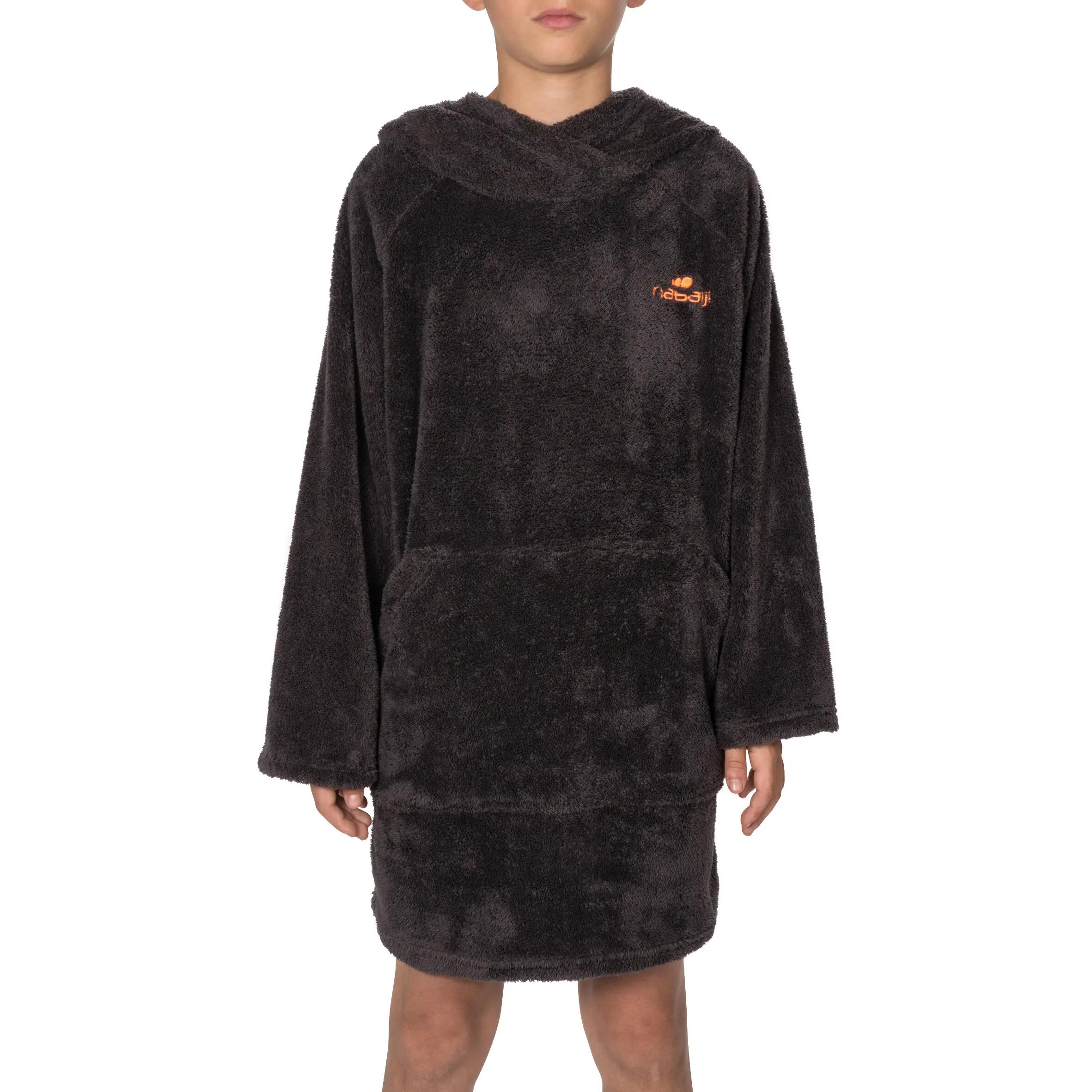 Children's Soft Microfibre Drying Sweatshirt with Hood and Pocket - Dark Grey 2/7