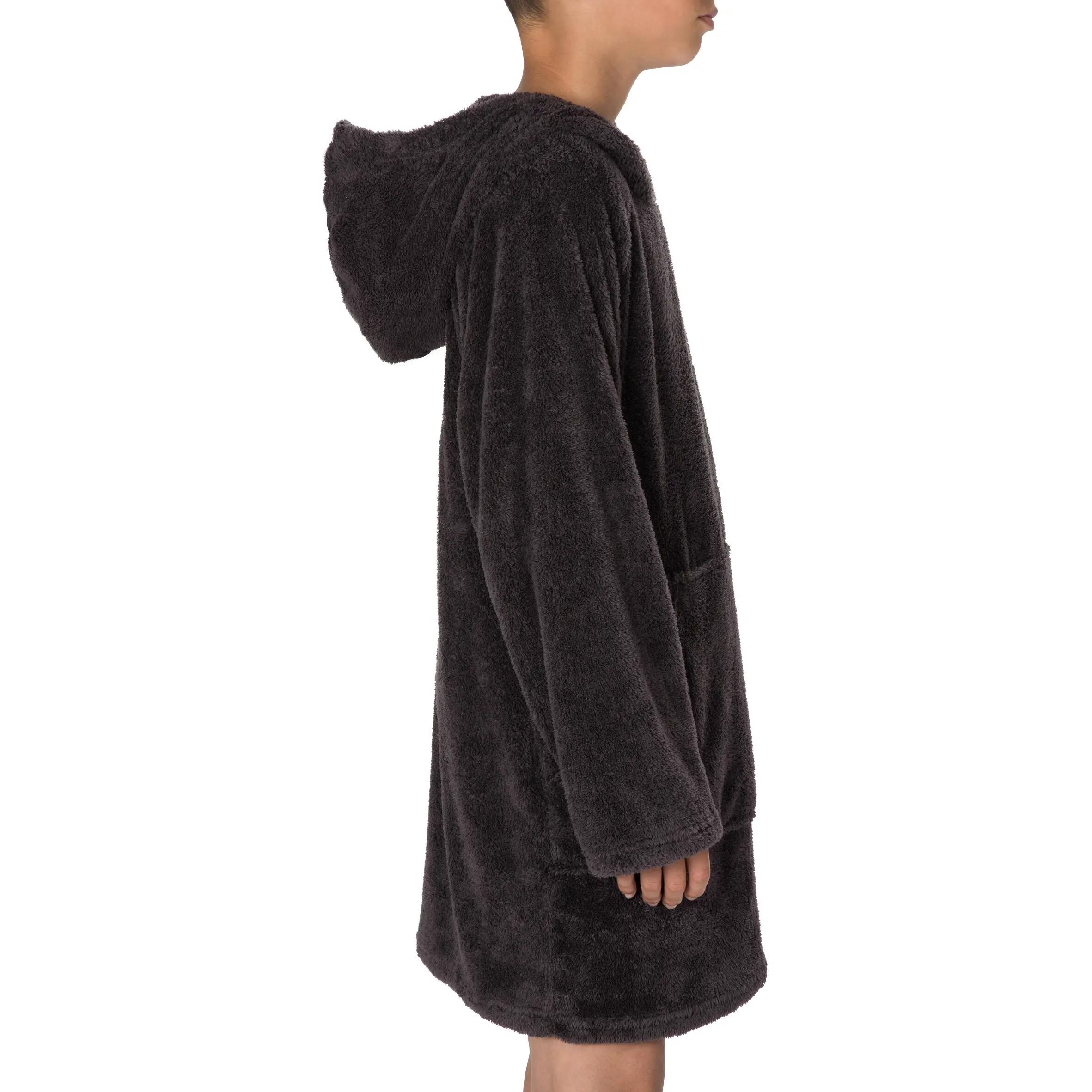 Children's Soft Microfibre Drying Sweatshirt with Hood and Pocket - Dark Grey 3/7